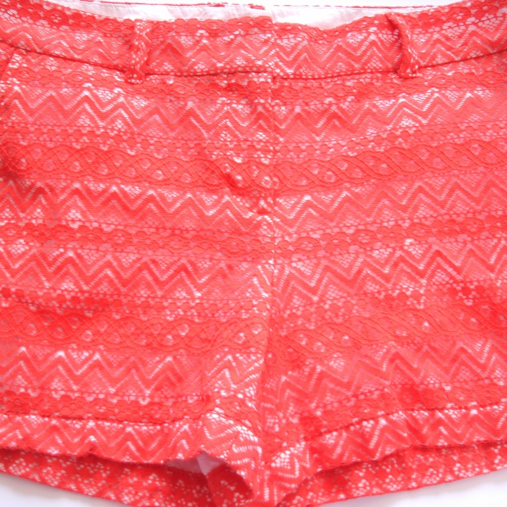 Loft Shorts Tailored Zigzag Coral Orange White Lace Size 4